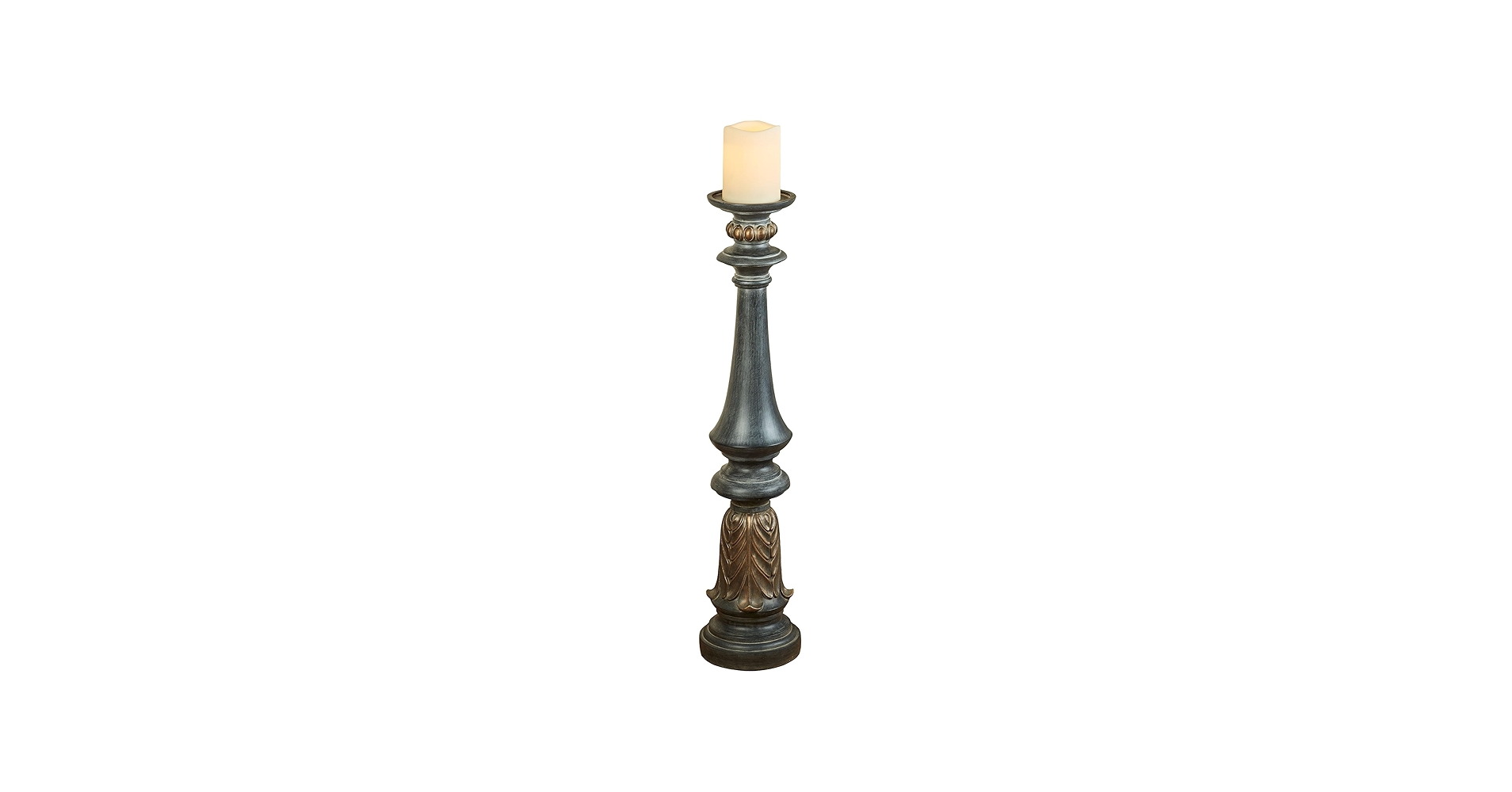 Amazon.com: Aurora Tall Floor Candleholder | Neutral Antique Black Finish with Metallic Highlights | Holds Your Pillar Candle in a Classic Turned Spindle Pedestal Candlestick Design | 36 Inch Tall Candle Stand :