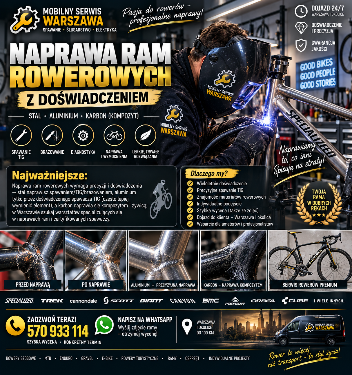 Naprawa ram rowerowych z doświadczeniem - Serwis i Naprawa ram rowerowych wymaga precyzji i doświadczenia