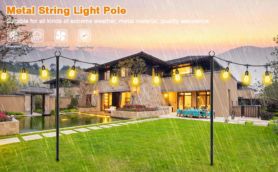 Amazon.com: LETIANPAI 4 Pack String Light Poles,10 Ft Light Poles for  Outside String Lights,Outdoor Lights Pole with Fork,Metal Poles Stand for  Patio Deck Backyard : Patio, Lawn & Garden