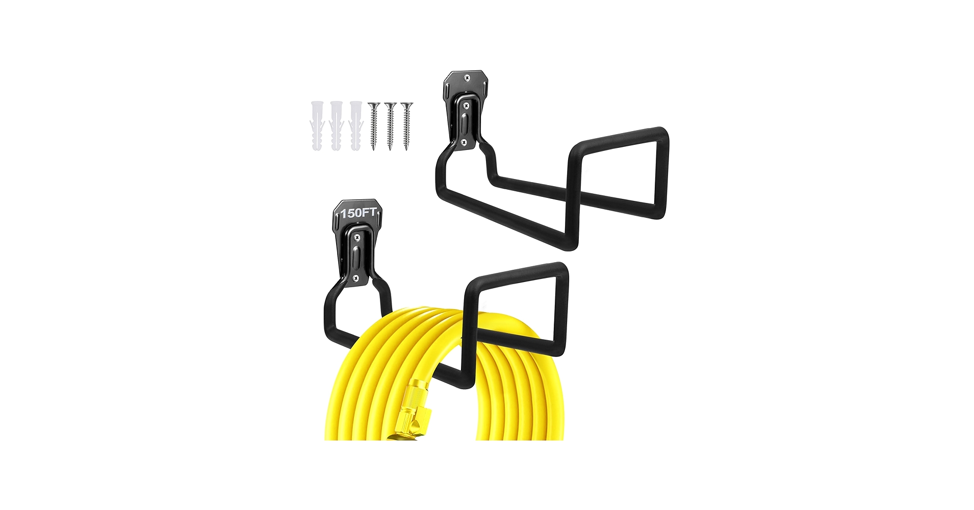 Amazon.com : Dorblely 2pcs Garden Hose Holder Wall Mount - Metal Garden Hose  Reel Sturdy Water Hose Holders for Outside Yard, Heavy Duty Hose Hanger for Water  Hose Storage (2pcs Black) :