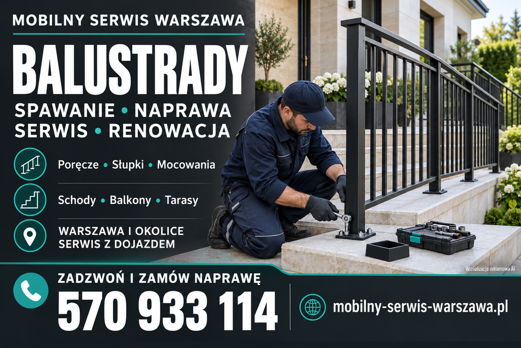 Balustrady spawamy, naprawaiamy, serwisujemy, odnawiamy w Warszawie. Zamów naszego spawacza do ciebie do domu w stolicy tanio robimy.