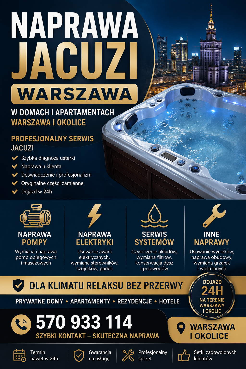 Serwisant + Naprawa Jacuzzi Warszawa + Sauna +Spa ♨️ +Wanny z Hydromasażem, Prysznice wrażeń, Serwis i Wymian Pomp, Naprawa urządzeń SPA  