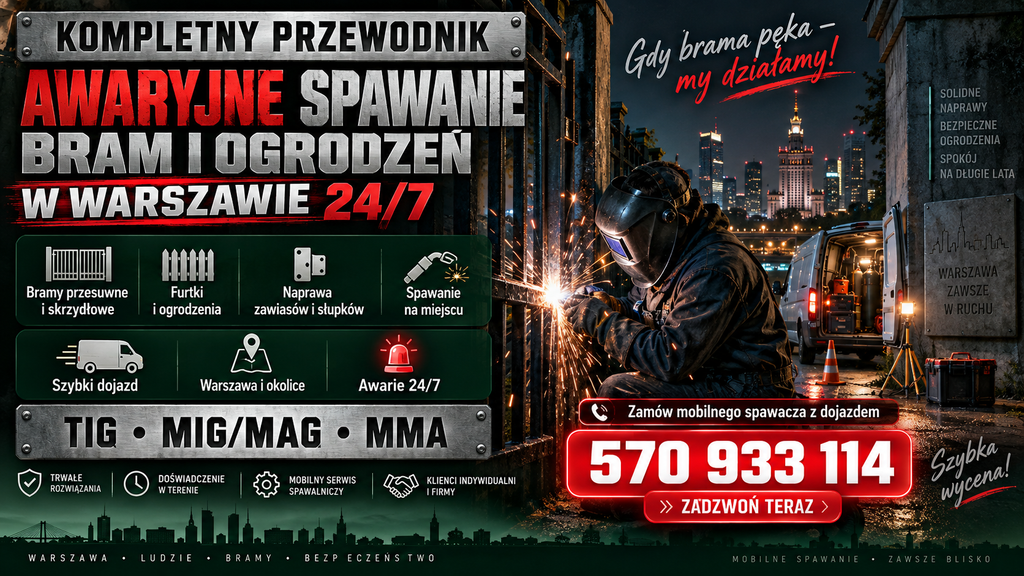 Kompletny Przewodnik: Awaryjne Spawanie Bram i Ogrodzeń w Warszawie (24/7) Zamów mobilnego spawacza z dojazdem.
