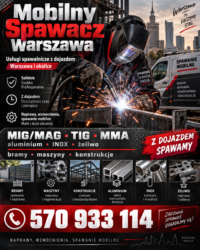 Naprawa Spawaniem Warszawa, Zamów nas jesteśmy mobilnym pogotowiem spawalniczym, gotowym do działania na terenie całej Warszawy i okolic.