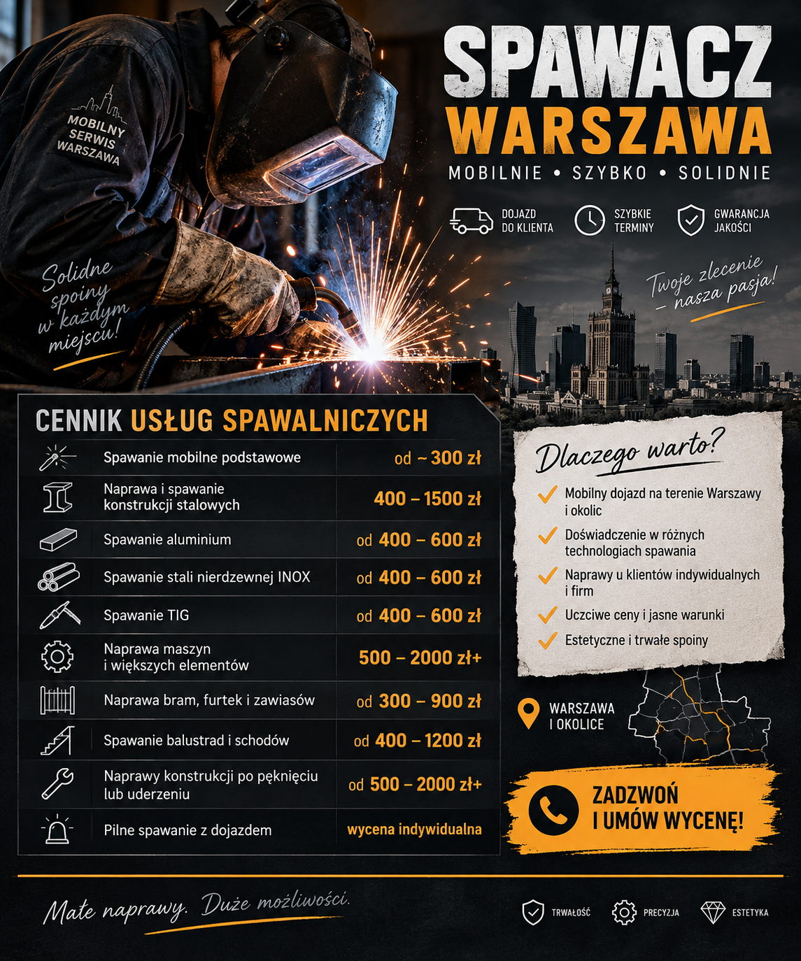 Spawanie Bram Warszawa 🔧 Serwis do bram Warszawa – kompletna oferta usług spawalniczych i elektrycznych i ślusarskich nr.1 w stolicy.