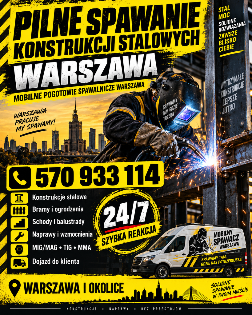 Pilne spawanie konstrukcji stalowych Warszawa Mobilne Pogotowie Spawalnicze Warszawa