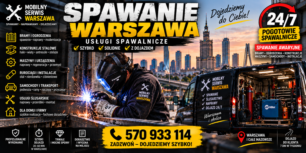 Spawanie Warszawa, Usługi Spawalnicze ➤ Pogotowie Spawalnicze ➤ Spawanie Awaryjne ➤ Dojedziemy do Ciebie
