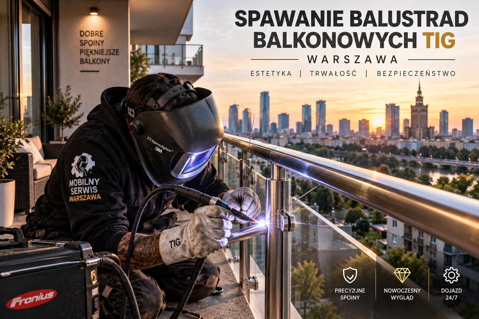 Spawanie balustrad balkonowych TIG Warszawa, Jesteśmy spawaczami na dojazd do apartamentów, bloków i domów w stolicy kraju.