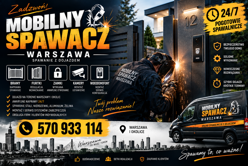 Kontakt Mobilny Spawacz Warszawa – spawanie z dojazdem, bramy, furtki, zamki, kamery i wideodomofony