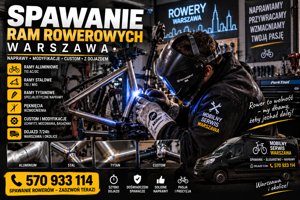 Mobilny Serwis Warszawa zajmuje się spawaniem aluminium TIG, konstrukcjami, ramami, naprawami mobilnymi i pracami ślusarskimi w Warszawie.