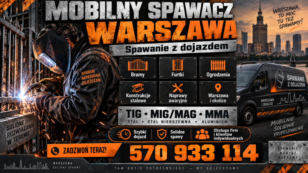 Mobilne pogotowie spawalnicze z dojazdem Warszawa, Jesteśmy dostępni w stolicy naszego kraju, zamów naszego pracownika do siebie.