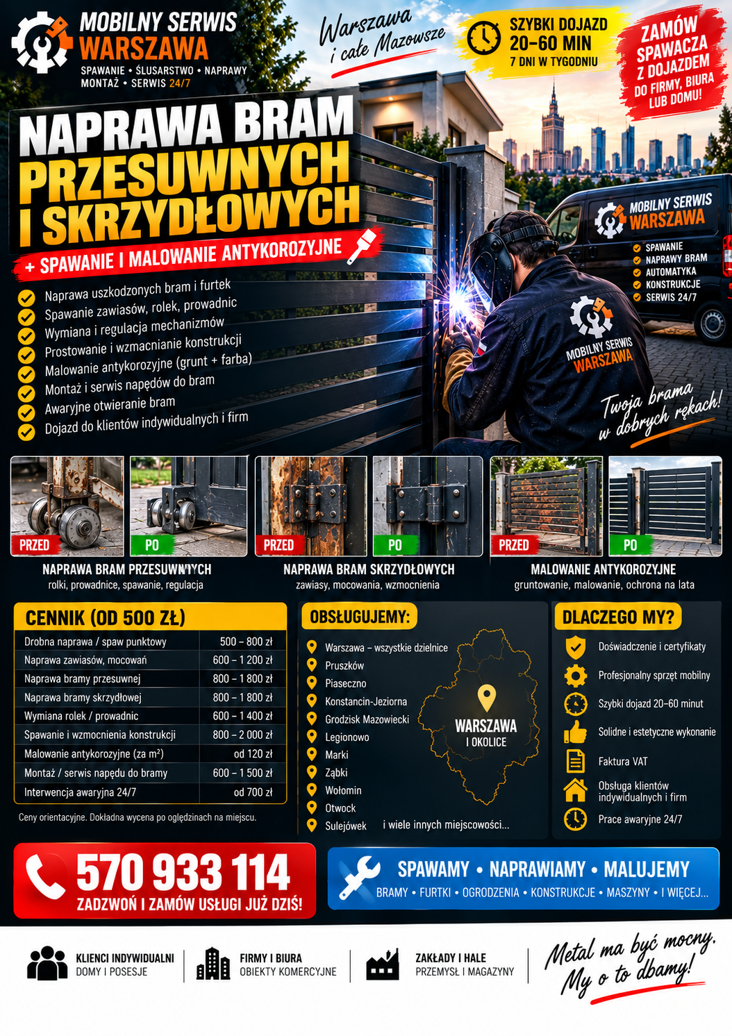 „Naprawa elementów metalowych Warszawa 570 933 114” — Zamów najlepszych na rynku w Warszawie. Mamy wolne Terminy na już!