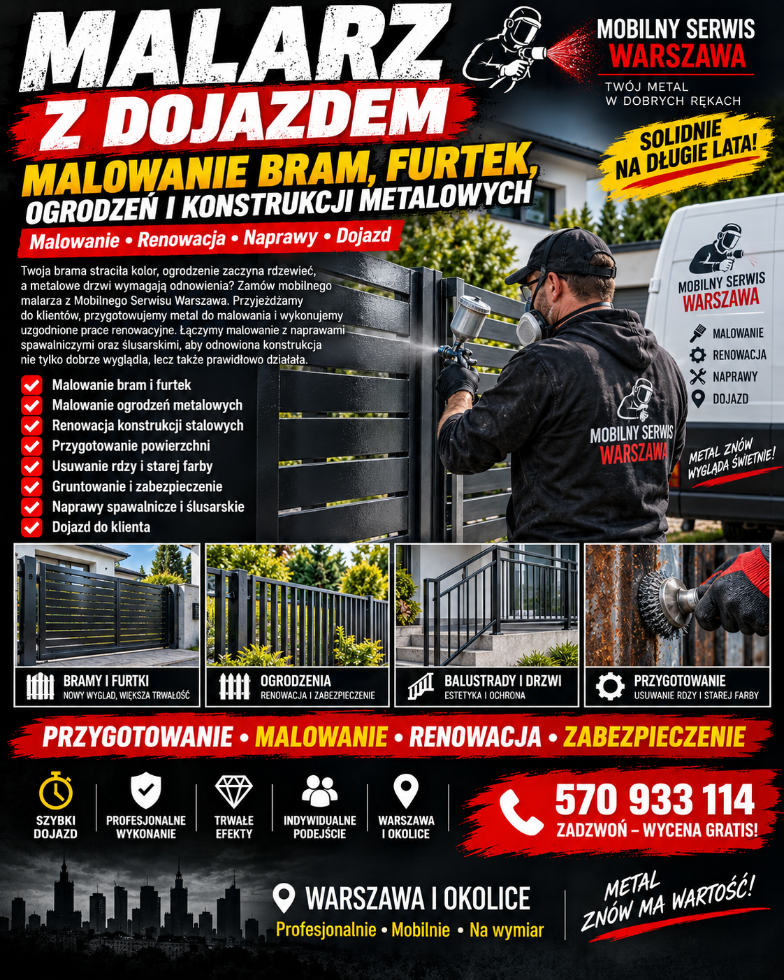 Malarz z dojazdem malowanie bram, furtek, ogrodzeń i konstrukcji metalowych z dojazdem